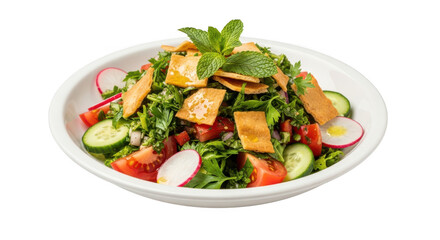 Fattoush salad isolated on transparent background