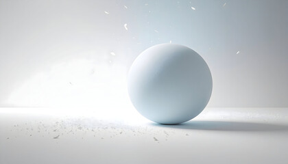 White Sphere with Particles on Light Gray Background
