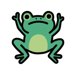 Cute green frog icon doodle vector. Funny cartoon hand drawn sketch illustration of an amphibian animal for kids design.