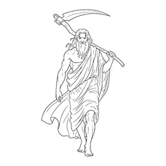 Elegant Chronos Line Art – Chronos Vector Illustration Minimal Divine God Drawing – Chronos Drawing – Line Art Drawing of Chronos – Chronos Icon – Greek God Vector