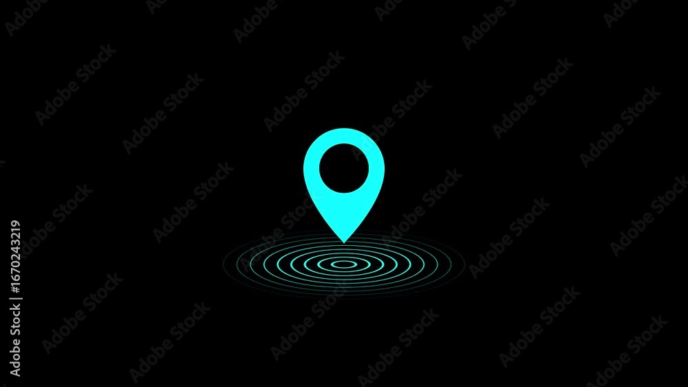 Poster location icon animation. location icon design motion graphics radio wave. fast tracking map pin icon