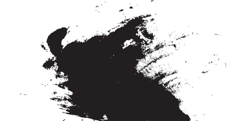 
An abstract brushstroke image in black ink against a stark white backdrop. The bold dark mass bleeds into broken textures, resembling erosion, stormy skies, or weathered surfaces. A modern expression