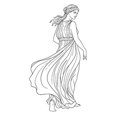 Daylight Goddess Hemera Line Art – Hemera Vector Outline Drawing with Smooth Flow – Hemera Drawing – Vector of Hemera – Hemera Outline – Greek Goddess Silhouette