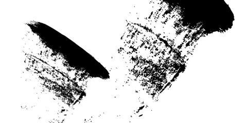 
Minimalist black-and-white abstract stroke, with dense ink coverage on one side transitioning into fragmented textures and scattered specks as it moves outward. The artwork symbolizes fading, erosion