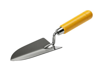 Isolated Small Stainless Steel Garden Trowel Tool with a Polished Wood Handle for Gardening