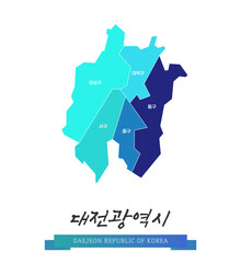 심플한 라인의 대전시 윤곽선 지도