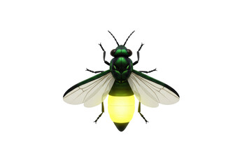 Isolated beetle, glowing, green, shining bright in the dark, luminous insect artwork