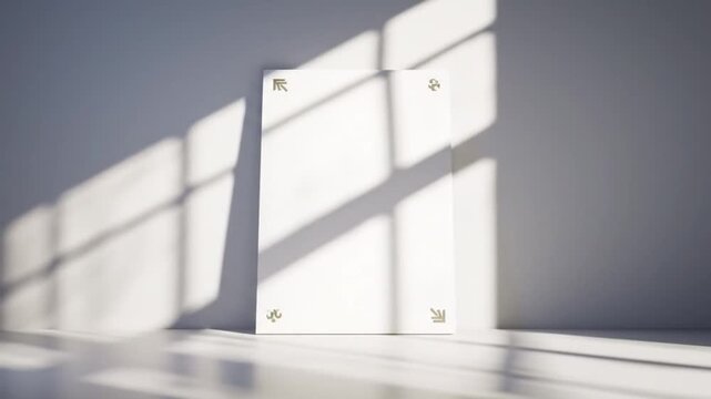 Blank Poster Leaning Against Wall with Sunlit Interior with Shadows, and Mockup Design.