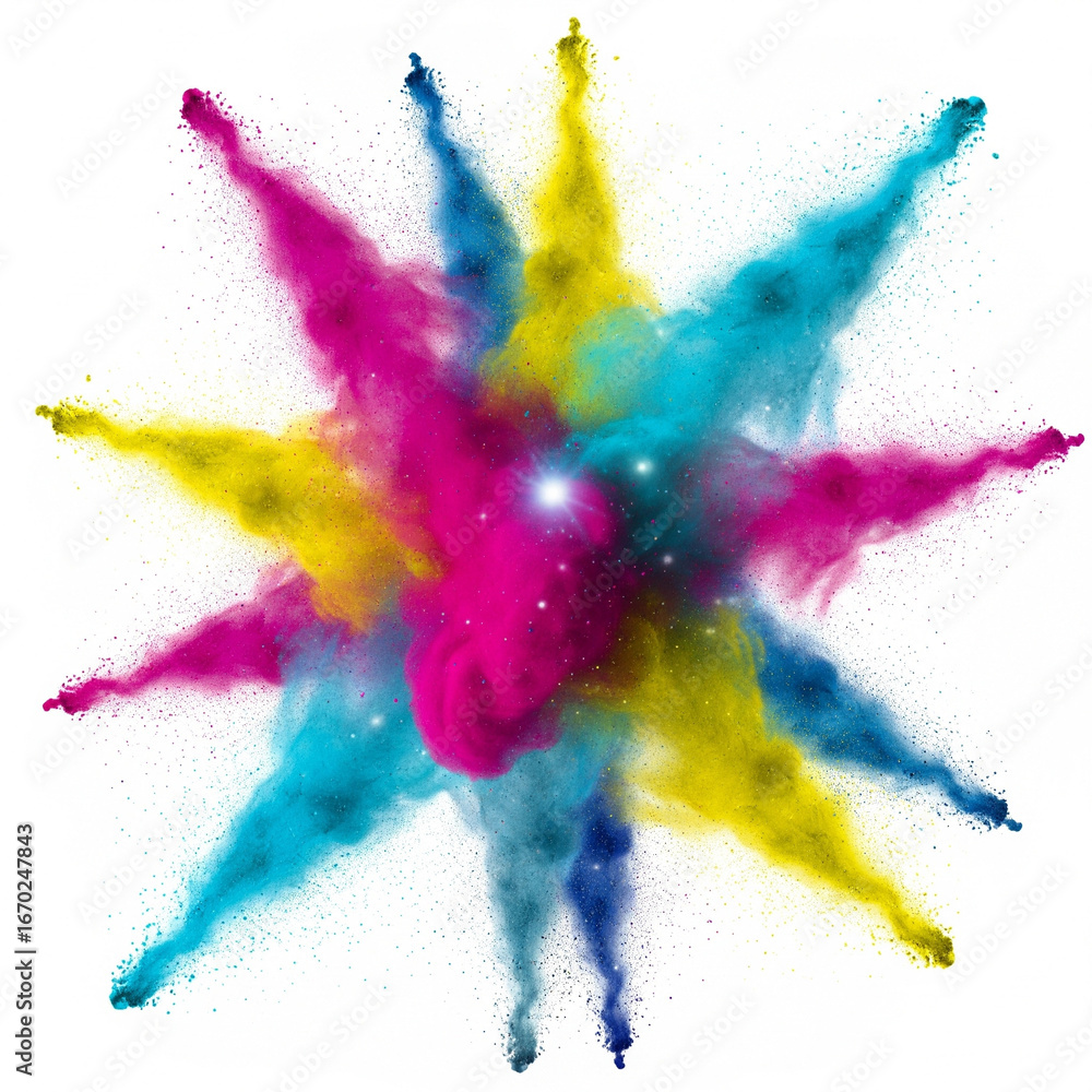 Fototapete explosion of vibrant colors in a starburst pattern, creating an abstract and dynamic design.