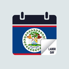 Belize Labor Day Calendar Flag Illustration