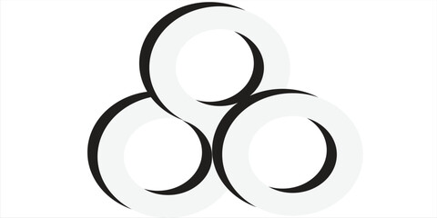 3d black concentric circles pattern white background