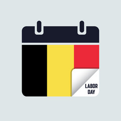 Belgium Labor Day Calendar Flag Illustration
