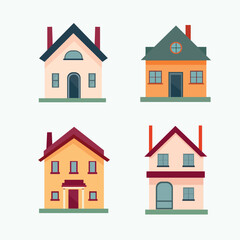 set of house icons vector