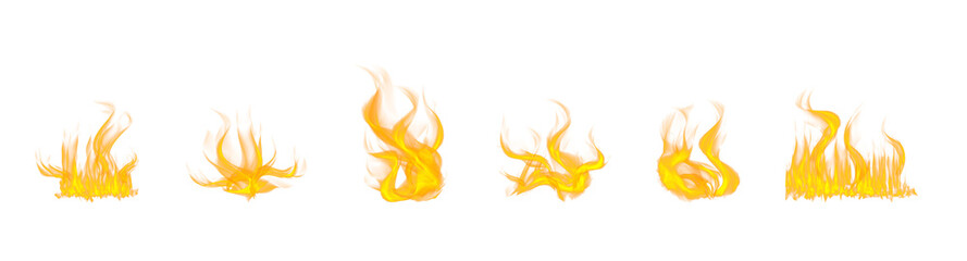 Row of bright orange and yellow flames against a black background