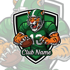 American football logo badge vector isolated. Football logo vector template. American football with Tiger mascot logo, emblem and design element stock illustration