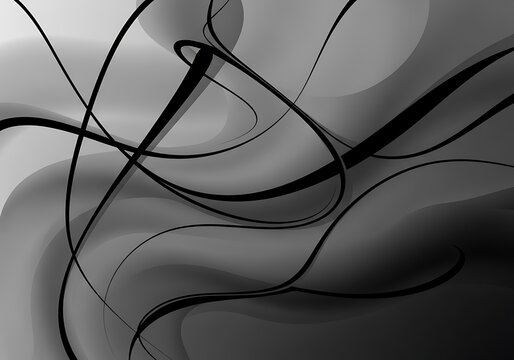 Abstract grayscale design with flowing lines