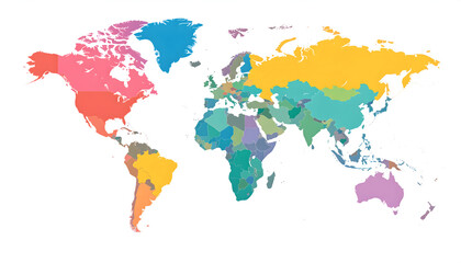 Colorful Pixelated World Map Illustration
