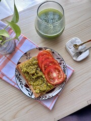 Avocado toast with tomatoes