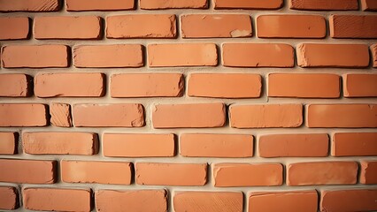 Obraz premium Close-up view of a textured red brick wall with warm vintage tones and even lighting.