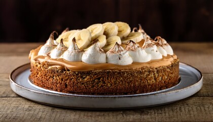 a classic banoffee pie with a graham cracker crust layers of caramel banana and whipped cream