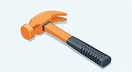 Isometric illustration of a claw hammer