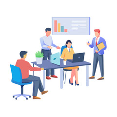 business meeting in front of a laptop