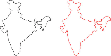 india map, india outline, map of india, indian subcontinent, geography, country, nation, border, shape, silhouette, cartography, political map, geographical, territory, asia, south asia, black outline
