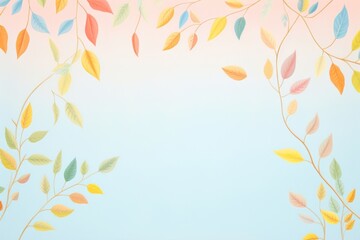 Obraz premium Painting of colorful leaves border backgrounds pattern tranquility.