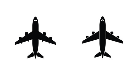 Two Airplane Silhouettes Facing Upward on a White Background