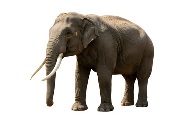 Obraz premium Majestic Asian Elephant with Ivory Tusks on White Background