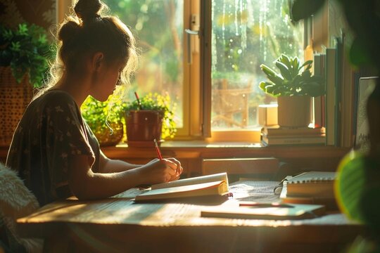 woman reading a book