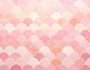 Close-up flat lay of a pastel pink and peach fish scale pattern background, showing a soft, romantic mood with a watercolor texture.