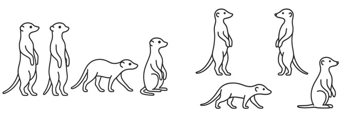 Group of playful meerkats engaging in various activities in their natural habitat during daylight