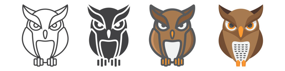 Owl icon collection, halloween and scary, animal sign vector set graphics, a linear pattern on a white background, eps 10.