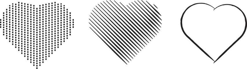 heart, hearts, love, romance, symbol, shape, graphic, illustration, design element, pattern, dots, lines, outline, brush stroke, artistic, creative, simple, clean, black and white, valentine's day, em