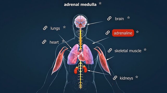 Release of adrenaline from adrenal medulla