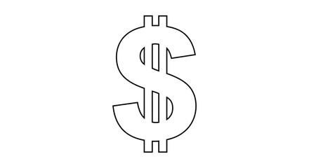 Simple Dollar Sign Outline Isolated on White Background for Financial Concepts