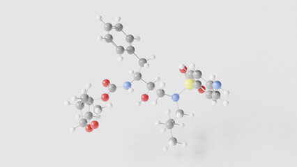 darunavir molecule 3d, molecular structure, ball and stick model, structural chemical formula antiretroviral