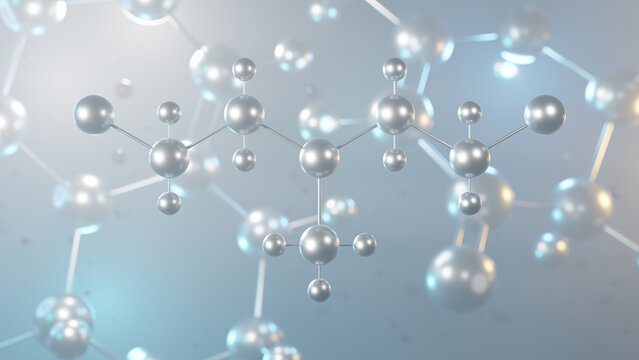 chlormethine molecular structure, 3d model molecule, chemotherapeutic drugs structural chemical formula view from a microscope