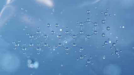 vardenafil molecular structure, 3d model molecule, pde5 inhibitor structural chemical formula view from a microscope