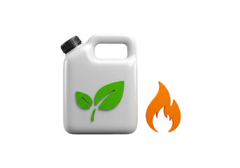 Isolated Can of Biofuel Next to a Flame Icon Symbolizing Renewable Energy Source