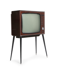 One retro TV isolated on white. Used stuff