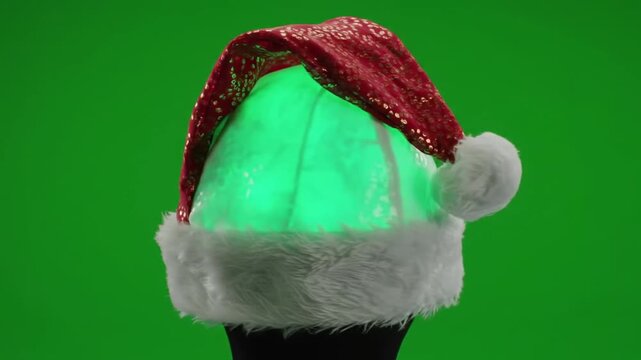 santa claus hat on green background
