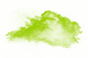 Lime Green Powder Explosion on White Background