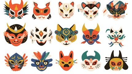 Obraz premium Colorful artistic masks collection