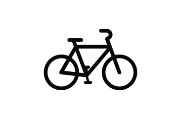 Obraz premium Simple Black Bicycle Icon, Transportation Vehicle, Minimalist Line Drawing, Sport and Recreation, Isolated Design, Vector Illustration
