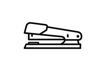 Stationery Stapler Icon, Office Tool, Black Outline Line Art Style, Work Equipment, Business Supplies, Modern Design, Vector Illustration
