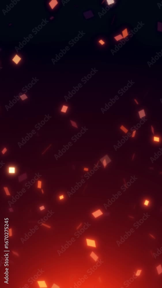 Poster experience a mesmerizing abstract display of glowing squares and particles floating dynamically agai