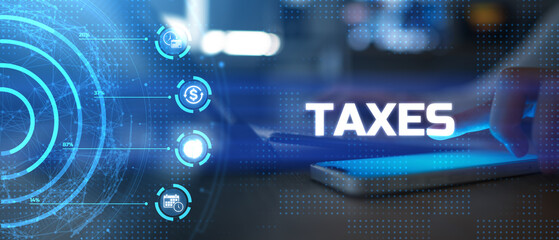 Digital Tax Management and Financial Compliance Illustrated on a Virtual Interface.