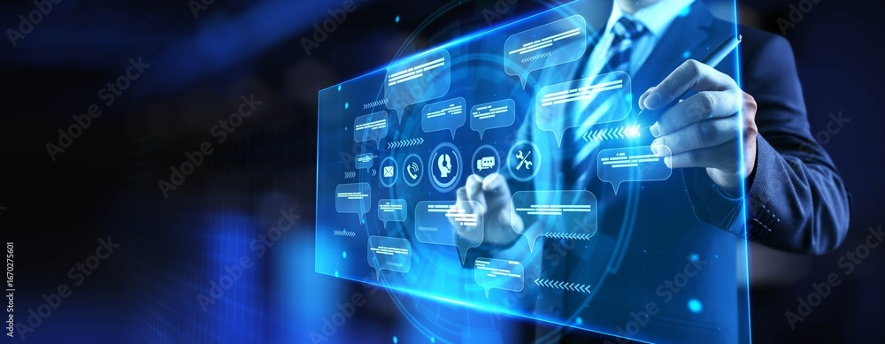 Poster customer support and communication technology interface.